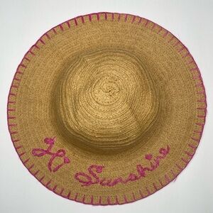 "Hi, Sunshine" Floppy Straw Sun Hat for Girls